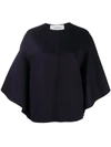 Valentino Open Front Draped Sleeves Jacket In Blue