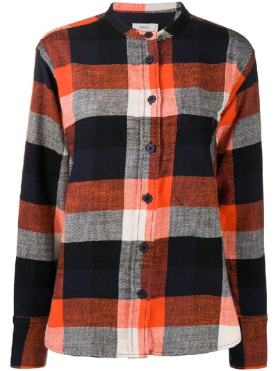 Closed Collarless Check Shirt In Orange