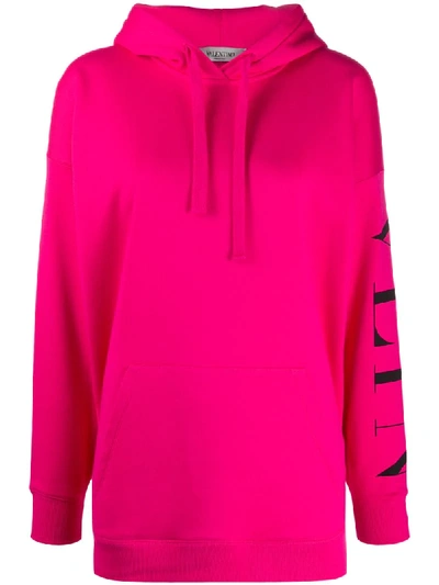 Valentino Vltn Relaxed-fit Hoodie In Pink