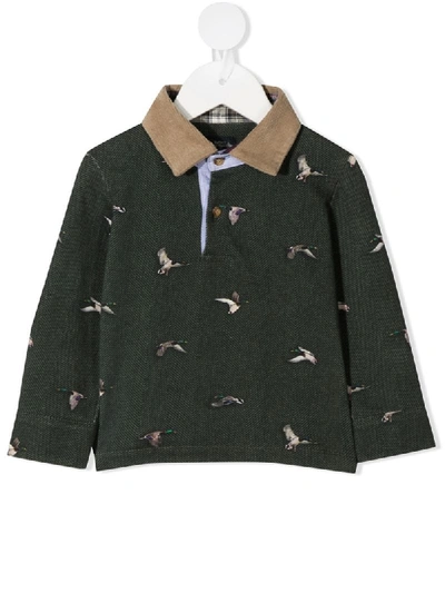 Lapin House Babies' Bird Polo Shirt In Green