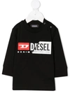 Diesel Long-sleeved Logo Print Jumper In Black
