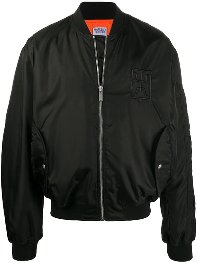 Marcelo Burlon County Of Milan Embroidered Cross Bomber Jacket In Black