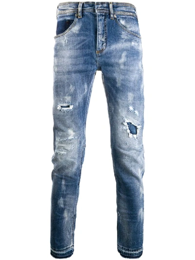 Neil Barrett Washed-effect Skinny Jeans In Blue