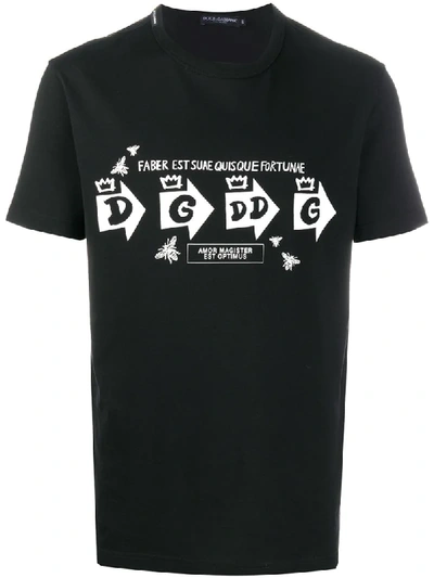 Dolce & Gabbana Logo-print Slim-fit T-shirt In Black