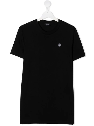 Diesel Kids' Short-sleeved Logo T-shirt In Black
