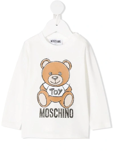Moschino Babies' Langarmshirt Mit Logo-print In White