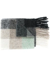 Acne Studios Womens Green Grey Black Vally Checked Wool-blend Scarf