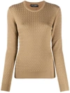 Dolce & Gabbana Knitted Silk Pullover Sweater In Neutrals
