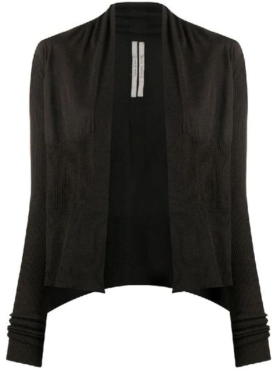Rick Owens Ribbed Open-front Cardigan In Brown
