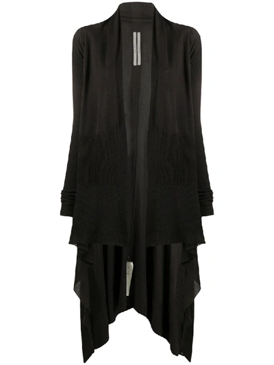 Rick Owens Elongated Ribbed Cardigan In Brown