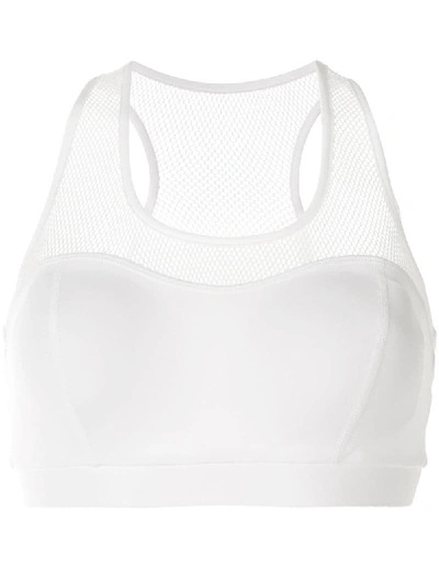 Michi Mesh Panelled Cropped Waistcoat In White