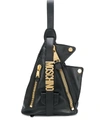 MOSCHINO ANGULAR SHEEPSKIN BACKPACK WITH GOLD LOGO LETTERING