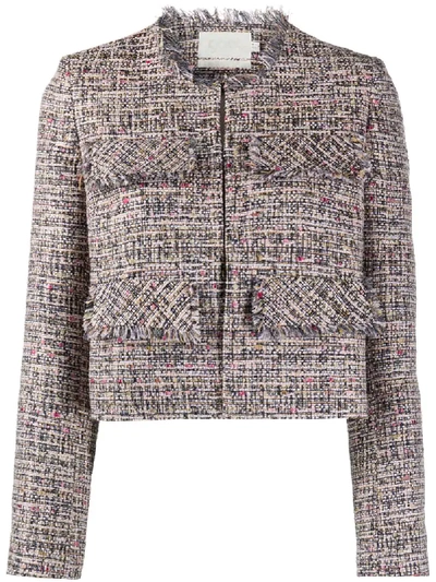 Goat Coco Cropped Tweed Jacket In Pink