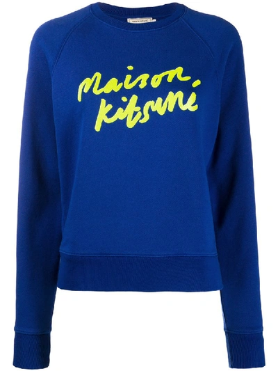 Maison Kitsuné Sweatshirt Handwriting In Blue