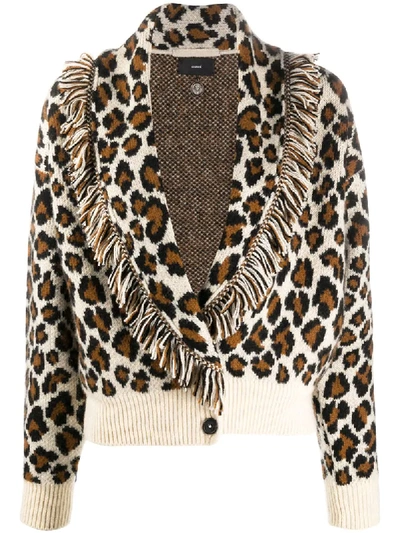 Alanui Leopard Print Cardigan In Brown