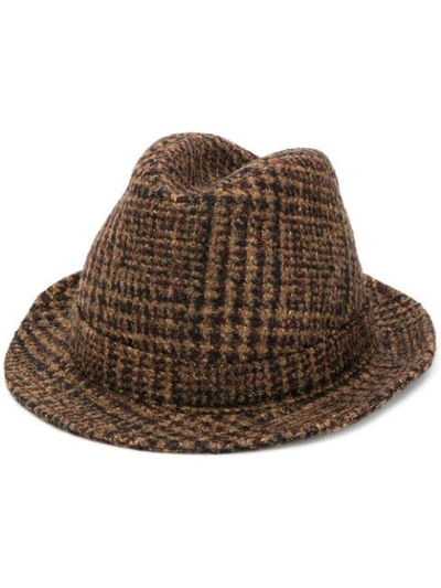 Dolce & Gabbana Fedora Hat In Micro Tweed In Brown