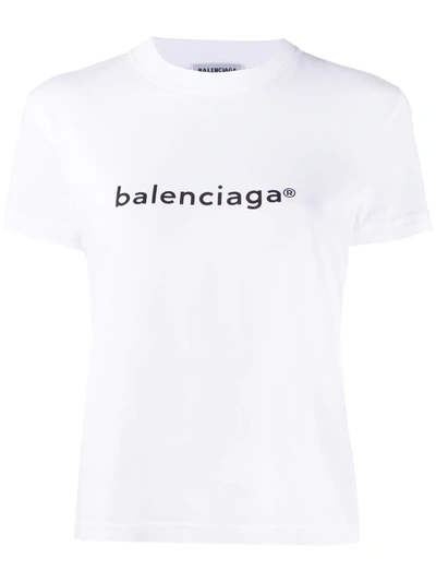 Balenciaga Printed Cotton-jersey T-shirt In White