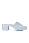Gucci Rubber Logo Platform Slide Sandal In Porcelain Light Blue