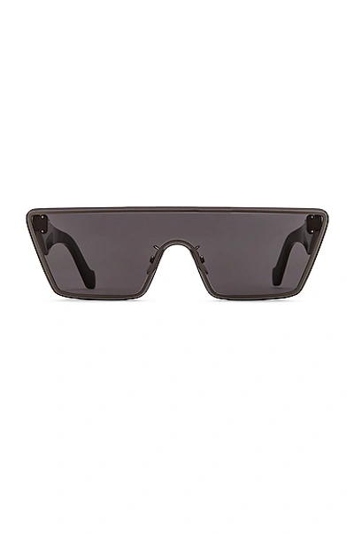 Loewe Small Mask Sunglasses In Shiny Light Ruthenium & Smoke