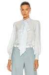 GIVENCHY RIBBED TIE BUTTON DOWN TOP,GIVE-WS153
