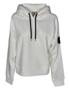 MONCLER HOODIE IN WHITE WITH LOGO PATCH