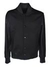 GIVENCHY BOMBER IN BLACK FEATURING LEATHER SLEEVES