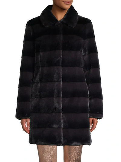 Belle Fare Two-tone Faux Fur Coat In Black