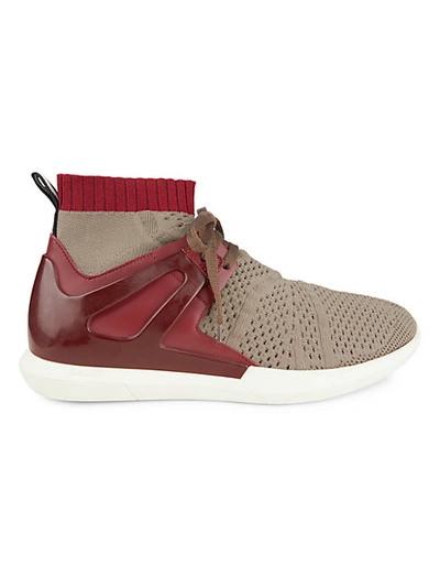 Bally Avallo Knit & Leather Sock Sneakers In Snuff