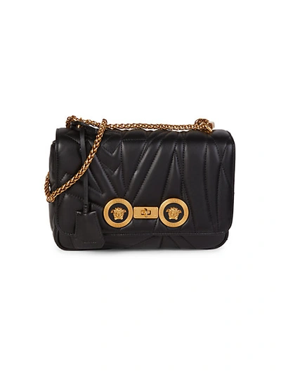 Versace Quilted Leather Crossbody Bag In Black