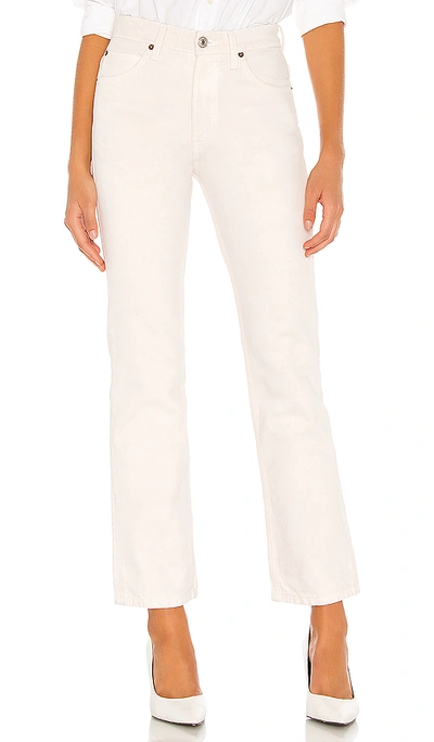 Re/done High Rise Stove Pipe Straight Jeans In Vintage White Worn