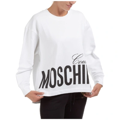 Moschino Bear Fringed Sweatshirt In Bianco