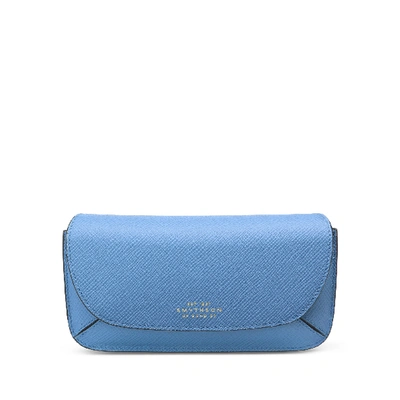 Smythson Sunglasses Case In Panama In Nile Blue