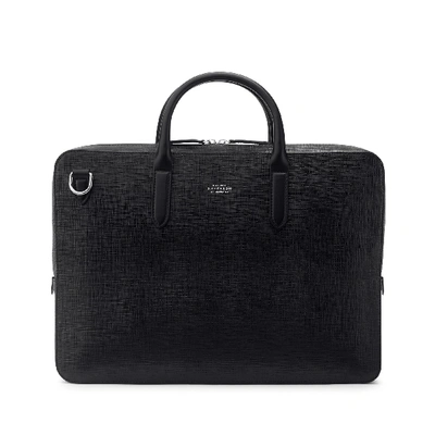 Smythson Lightweight Slim Briefcase In Panama In Black