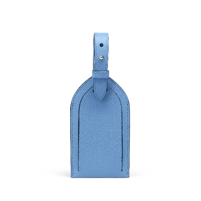 Smythson Luggage Tag In Panama In Nile Blue