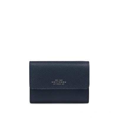 Smythson Small Coin Purse In Panama In Navy