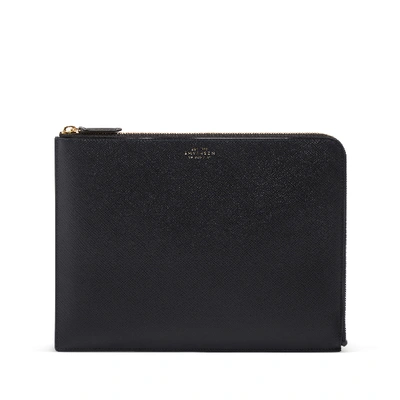 Smythson Large Pouch In Panama In Black