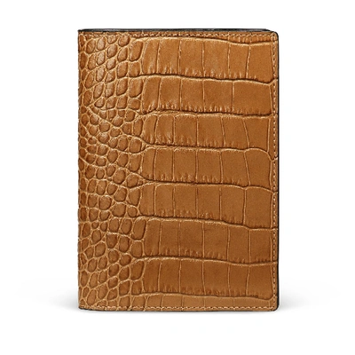 Smythson Mara Croc-embossed Leather Passport Holder In Mushroom