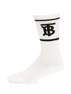 Burberry Monogram Dual Stripe Sport Crew Socks In White
