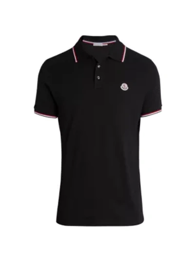 Moncler Jersey Polo In Black
