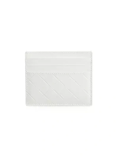 Bottega Veneta Men's Intarsio Embossed Card Holder In Bianco