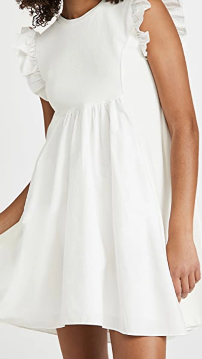 English Factory Mixed Media Ruffle Dress In White