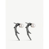 Shaun Leane Rhodium-plated Silver Cherry Blossom Pearl Talon Earrings In Black