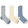 ANONYMOUS ISM Anonymous Ism Nep Yarn Rib Crew Sock - 3 Pack