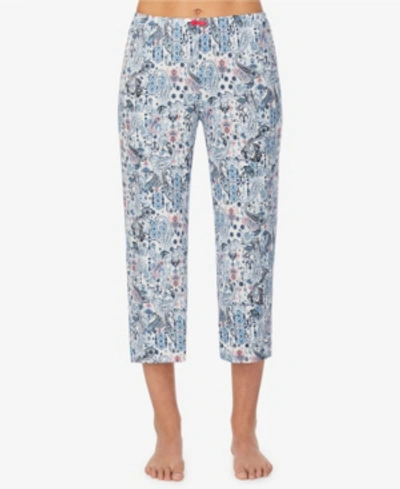 Ellen Tracy Women's Plus Size Cropped Pajama Pant In Blue Paisley