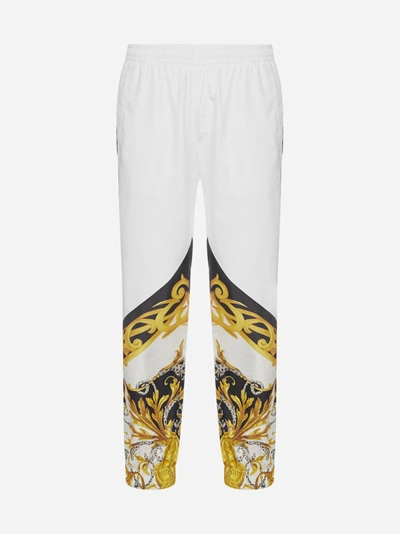 Versace Baroque Print Nylon Track Pants In White