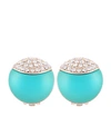 T Tahari Frosted Lucite Button Clip Earring In Silver