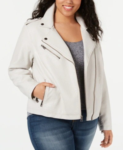 Levi's Trendy Plus Size Faux-leather Moto Jacket In Oyster