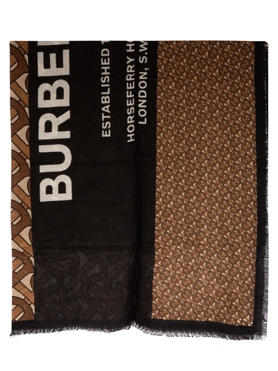 Burberry Horseferry Text Foulard In Bridle Brown