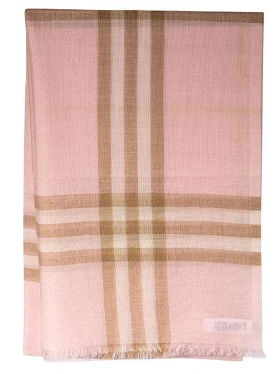 Burberry Giant Check Gauze Scarf In Alabaster