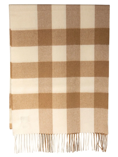 Burberry Half Mega Check Scarf In White/alabaster